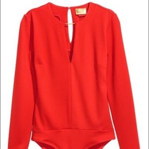 *New with tags: H&M Red Keyhole Long Sleeve Bodysuit